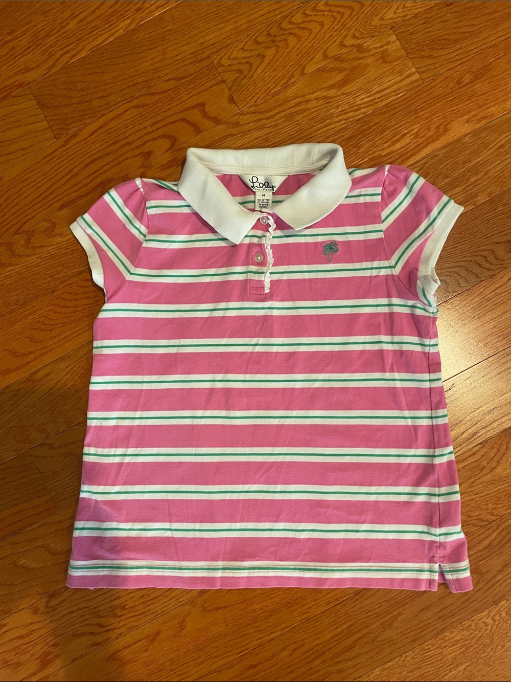 Lilly Pulitzer Pink, White & Mint Striped Polo Top - Kids
